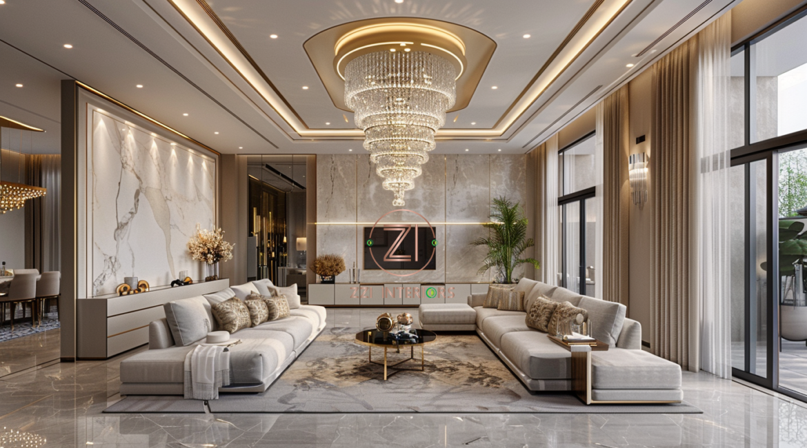 villa interior lighting design Dubai living room lighting
