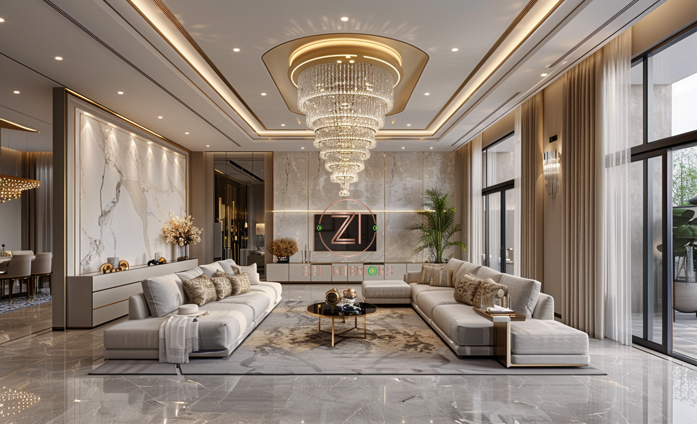 villa interior lighting design Dubai living room lighting