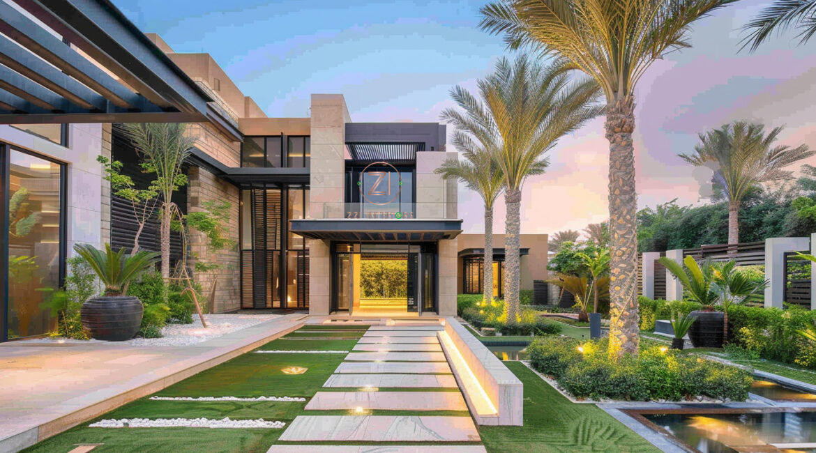 villa entrance landscaping design Dubai