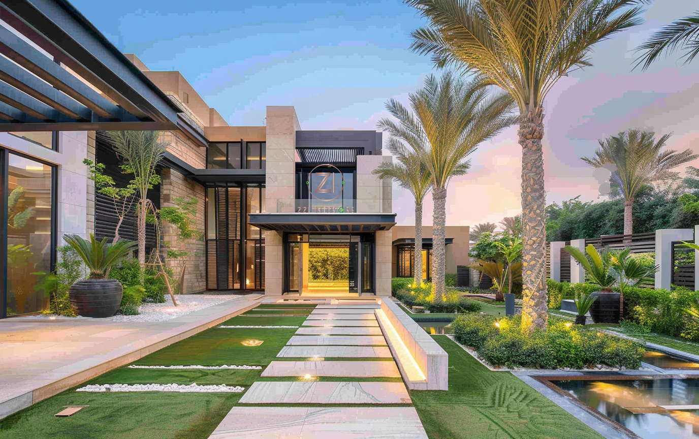 villa entrance landscaping design Dubai