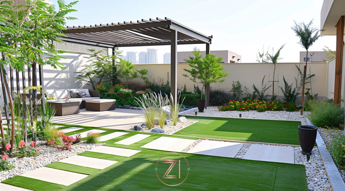 Low-maintenance landscaping design for UAE villa with desert plants and gravel