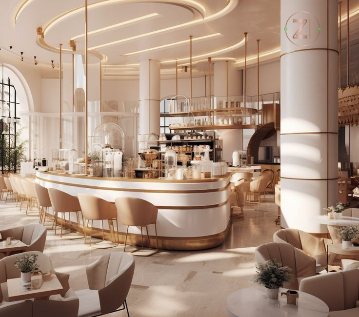 Modern cafe interior designed by the best cafe interior designer in Dubai
