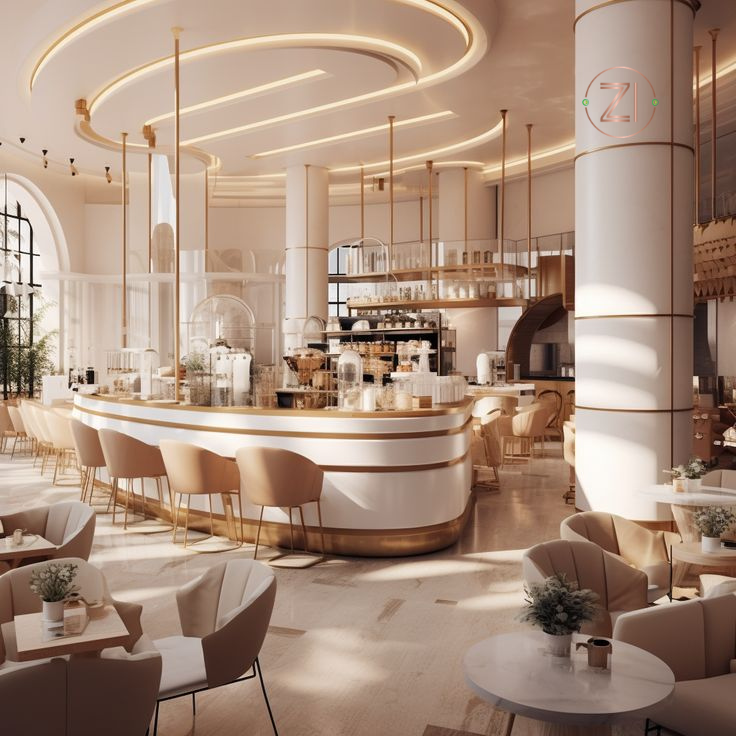 Modern cafe interior designed by the best cafe interior designer in Dubai