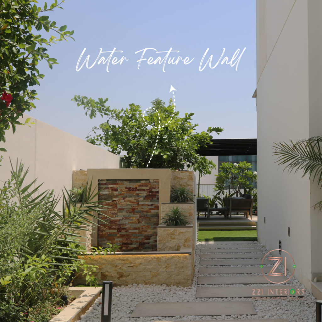 Reflecting pond in Dubai Hills villa landscaping design