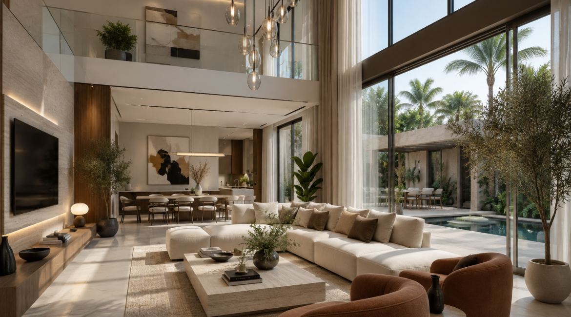 Renovated modern villa interior by villa renovation company in Dubai