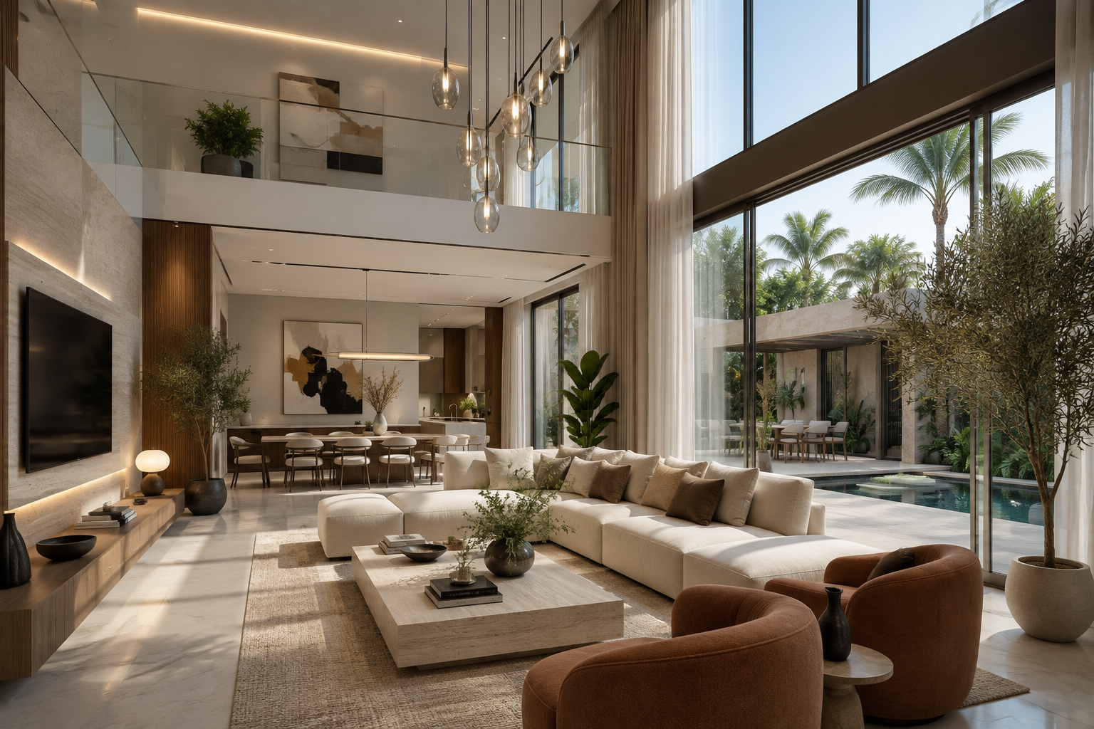 Renovated modern villa interior by villa renovation company in Dubai